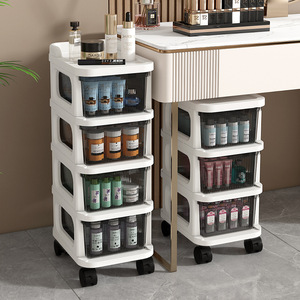 Nuovo arrivo tipo ruota Multi-strato a pavimento-supporto in plastica scaffale Snack armadi carrello mobile <span class=keywords><strong>con</strong></span> cassetto portaoggetti - Product Image 2