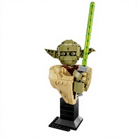 Figura de Bloques de Construcción del Maestro Jedi Alienígena, Modelo de Ladrillo Verde con Soporte de Exhibición para Espada Láser, Regalo Coleccionable DIY
