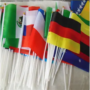 Cetak Kustom Mini 14*21 Bendera Semua Negara Melambai Tangan Spanduk Portabel Kecil Bendera Nasional Dekorasi Perlengkapan