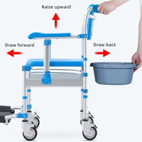 Chaise de douche en aluminium étanche fauteuil roulant pliable anti-inclinaison 3 en 1 chaise d'aisance pour personnes âgées handicapées