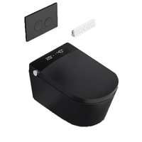 Toilet Pintar Modern Matte Black Dinding Terpasang, Bentuk Panjang, Sensor Kontrol Jarak Jauh, Dudukan Berpemanas, Tangki Air, Toilet Cerdas