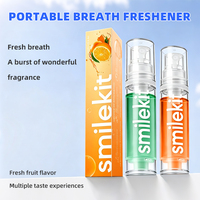 Spray buccal rafraîchissant portable format voyage, saveur fruitée, 0 sucre, 0 alcool, 0 conservateurs, buse rotative, format poche