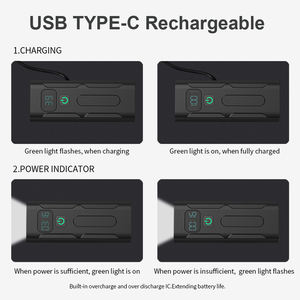 Ensemble de lumières de vélo puissantes, rechargeables par USB, 10000mAh, phares avant de vélo, étanches IPX5, lampe avant pour le cyclisme - Product Image 6