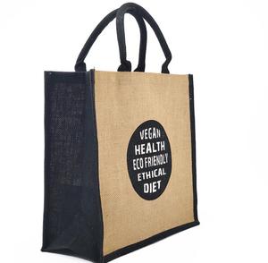 1PCS OEM Customized Logo Eco Friendly Advertising Gift Burlap Linen <strong>Tote</strong> Shopping <strong>Bag</strong> Color Stitching Blank <strong>Jute</strong> <strong>Tote</strong> <strong>Bag</strong> - Product Image 6