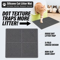 Tapis de litière pour chat en silicone double couche, imperméable, anti-dérapant, facile à nettoyer, tapis de sol pour animaux de compagnie