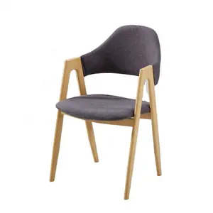 Hoge Kwaliteit Mid-Century Modern Echt Lederen Stof Cover Seat Restaurant Houten Eetkamerstoel