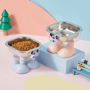 Cuenco para gatos de acero inoxidable con soporte, diseño antideslizante para comida y agua para mascotas, plato de alimentación de forma cuadrada, 14x14x11,5 cm - Product Image 1