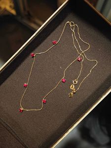 Collier en or 18 carats Xinfly avec rubis, design étoile unique, chaîne à maillons, pour cadeau de fiançailles, vente chaude, bijoux de style vintage - Product Image 2