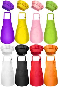 Pattern Adjustable Baking Girl Children Colorful Child Size Cute Cooking Kitchen Kids Chef <b>Hat</b> and Apron Set - Product Image 3