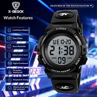 Modische Digitaluhr Sport 3ATM Wasserdicht Herren-Timing-Uhr Multifunktionale Gummiarmband Wecker Kalender Digitaluhr