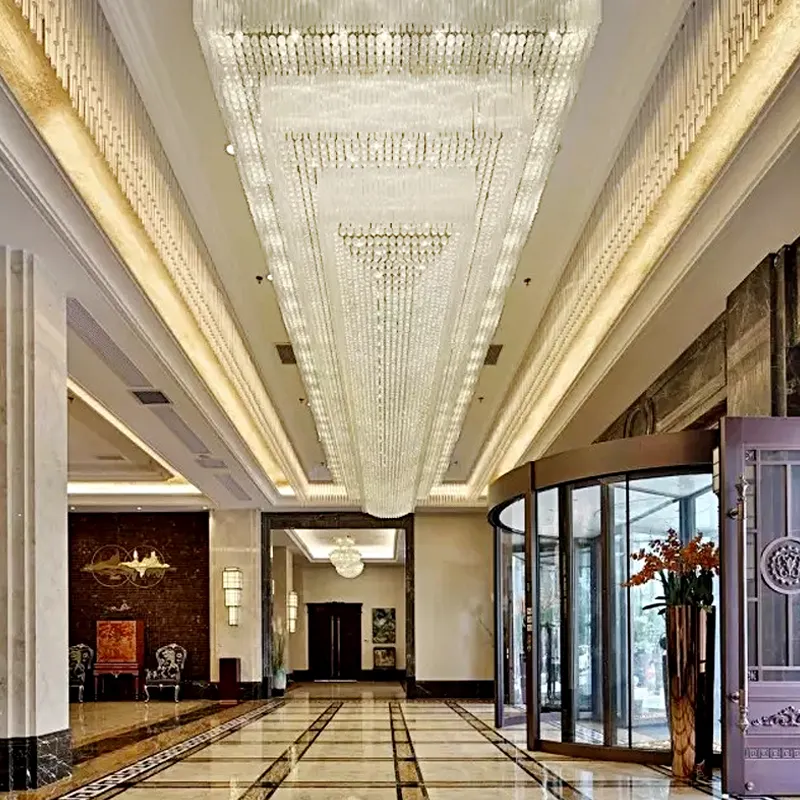 Custom Hotel Extra Large Luxury Crystal Metal Pendant Chandelier Crystal Ceiling Cight For Project