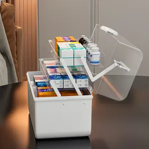 XL 3-stufige umweltfreundliche Plastik-Medizinschränke luxuriöse amerikanische Medizinbox Organisator zuhause Notfall-Erste-Hilfe-Satz