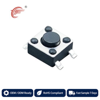 Tact Switch TC0514 FUGANG Electronic 4.5x4.5mm Tinggi Dapat Disesuaikan SMT Patch 1NO1NC Pegas Baja Tahan Karat/Perak RoHS