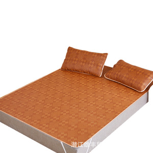Juego de tres piezas de colchoneta refrescante de verano, colchoneta de seda helada, colchoneta de ratán, 1.2/1.5/1.8/2.0m, tamaño doble, colchoneta refrescante plegable de bambú. - Product Image 1