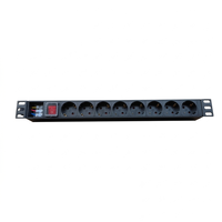 Barre d'alimentation industrielle SYNSTRO EU, modèle européen, 8 prises, 16A, 230V, 1U, montage en rack 19 pouces, en alliage, pour serveur et armoire réseau