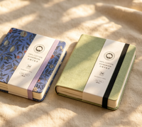 Carnet de croquis en coton pur imprimé, couverture en tissu, reliure cousue, fait main, portable, lignage fin, compact
