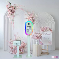 Photomaton pour iPad avec support d'imprimante, anneau lumineux LED ovale + flash et parapluie à lumière douce, idéal pour les mariages et les fêtes