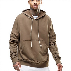 Sudadera con Capucha para Hombre, Color Marrón, Manga Larga, Estilo Lavado, Tejido French Terry, para Otoño - Product Image 4
