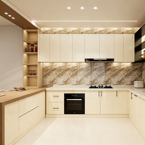 Meuble d'angle de cuisine en U sur mesure, prêt à assembler, en bois, avec panier coulissant et plateau pivotant - Product Image 1