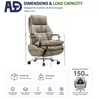 Chaise de bureau de direction de luxe Aston A-021 - Hauteur réglable et appui-tête fixe pivotant en cuir PU avec base chromée