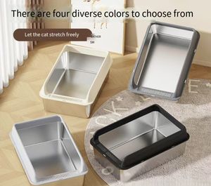 Kotak sampah kucing baja tahan karat dan plastik 70 cm-ukuran besar-tahan percikan-permukaan tahan lengket-mudah dibersihkan-pengontrol bau-ramah lingkungan - Product Image 2