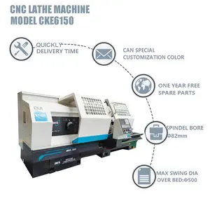 Kasur CNC pemindah kecepatan otomatis, mesin bubut CNC 82mm, lubang poros 6 posisi, Chuck hidrolik, kasur datar, bubut CNC