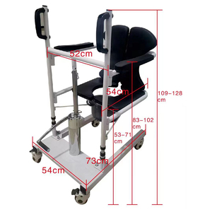 Lève-personne hydraulique portable à ouverture à 180 degrés pour transfert de patients, <span class=keywords><strong>fauteuil</strong></span> <span class=keywords><strong>roulant</strong></span> avec cadre en acier au carbone, roues silencieuses, solution tout-en-un pour le bain et les soins aux toilettes - Product Image 4