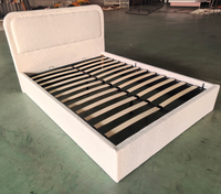 Lit capitonné moderne de luxe en velours bouclé avec cadre en bois de pin et sommier - Mobilier de chambre d'hôtel californien