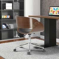 Chaise de bureau pivotante en cuir de style moderne avec cadre en bois, hauteur réglable, chaise de bureau confortable pour un usage domestique