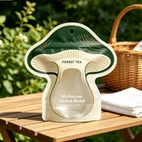 Sachet Doypack personnalisé à forme spéciale, imprimé, finition mate, avec fenêtre et fermeture éclair, pour emballage de tisanes, avec trou de suspension