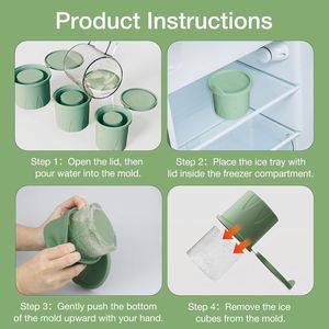 Moule à glaçons créatif pour la maison, bac à glaçons en silicone écologique, forme cylindrique, antiadhésif, compatible lave-vaisselle - Product Image 4