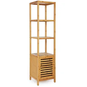 High Quality Multi-functional 5-tier Bamboo Storage Rack with Bottom Door Cabinet