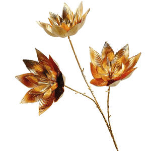 ดอกบัวประดิษฐ์สีทองดอกบัวปลอมสำหรับงานแต่งงานของตกแต่งวันคริสต์มาสตรุษจีน - Product Image 6