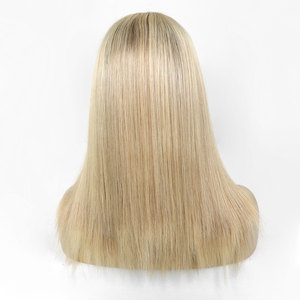 Parrucca di Lusso con Frontale in Pizzo Stile Ebraico, <span class=keywords><strong>Capelli</strong></span> Vergini Europei Lisci, Sheitel con Mèches Biondo Champagne, Parrucca Senza Colla in <span class=keywords><strong>Capelli</strong></span> Umani - Product Image 4