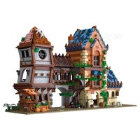 Kit de construction de taverne médiévale, modèle de maison d'architecture européenne, idée cadeau, décoration de maison, collection 89151