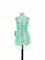 Robe blanche sexy pour soirée, costume LED, tenue de boîte de nuit, robe de spectacle de danse