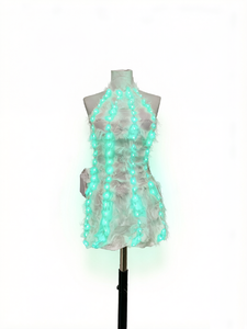 <span class=keywords><strong>Abito</strong></span> Bianco da Festa Sexy con LED, Costume <span class=keywords><strong>per</strong></span> Night Club, Vestito <span class=keywords><strong>per</strong></span> Performance di Danza - Product Image 5