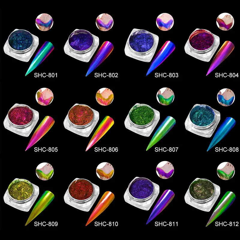 Multicolor Nail Art Pigmento Cor Shifting Hyper Shift Camaleão Pigmento Chrome Pó Para Nail Car Paint Ink