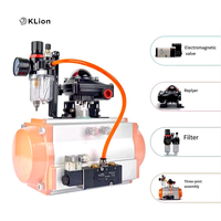 Vanne à boisseau sphérique à trois voies à bride pleine en acier inoxydable forgé ANSI OEM 304/316 CF8/CF8m avec actionneur pneumatique KLION RTS pour huile et gaz 500