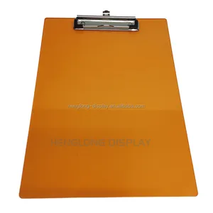 לוח אקריליק a4 Suppliers-A4 sized personalized transparent yellow blank plastic acrylic Clipboard Writing Board