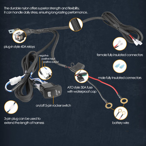 <b>Led</b> <b>Light</b> <b>Bar</b> Relay Wiring Harness 12V DC With Rocker Switch For Upgrade Retrofit - Product Image 2