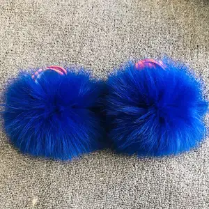 Cozy soft Infant baby fluffy Real fox Fur flat Slides toddler shoes fur sandals furry newborn girl raccoon fur strap Slippers