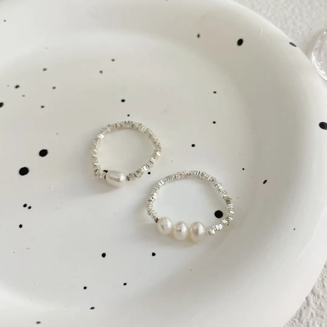 Очаровательные модные фабричные оптовые продажи S925 стерлингового серебра измельченный серебряный жемчуг кольцо регулируемые женские украшения