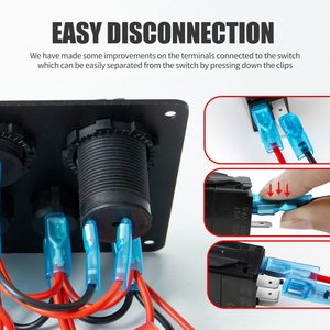 Mise à niveau du panneau d'interrupteurs à bascule 5 gangs bleu étanche pour disjoncteurs de bateaux marins Voltmètre numérique 15A Inline Fuse Truck RV - Product Image 6