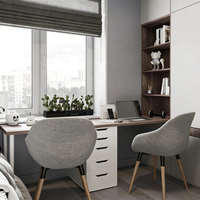 Bureau d'étude et bibliothèque tout-en-un en panneau écologique, style minimaliste moderne