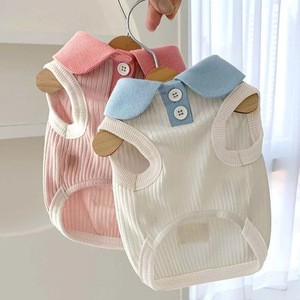 Abbigliamento per Cani di Piccola Taglia, Design Casual Primaverile ed Estivo con Colletto a Contrasto, Traspirante e Leggero in Maglia - Product Image 3