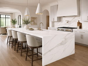 UNION <b>STONE</b> Calacatta Whisper Gold <b>Artificial</b> Printed Quartz Big Slab Eco-Friendly Waterproof Modern Design Wall Bathroom Dining - Product Image 4