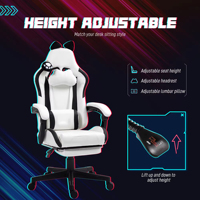 Anji Factory Chaise de jeu noir rose Pro Canapé-lit Lounge Chaises de jeu de massage avec haut-parleurs Lumières LED Chaise de jeu Livraison gratuite