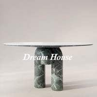 Table à manger rectangulaire sculpturale en marbre Dream Home, base en blocs de marbre courbés empilés, table à manger de luxe design