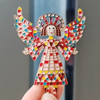 Nouvelle Broche Tendance Rétro en Alliage de Zinc Peinte, Motif Ailes d'Ange Fille, Unisexe, Accessoire Cadeau pour Mariage et Fête, Fleur de Poitrine pour Costume